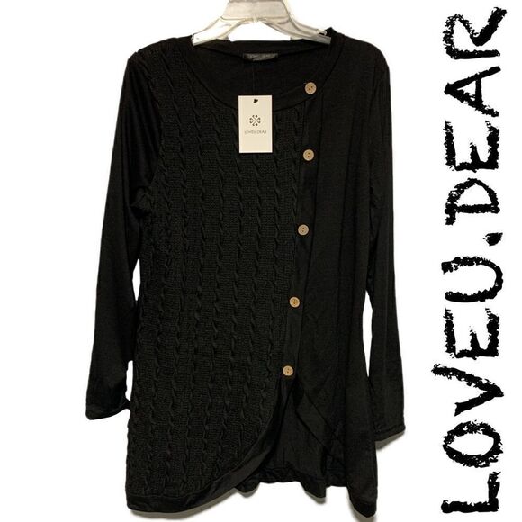 NWT LOVEU.DEAR split knit button tunic - Picture 1 of 15